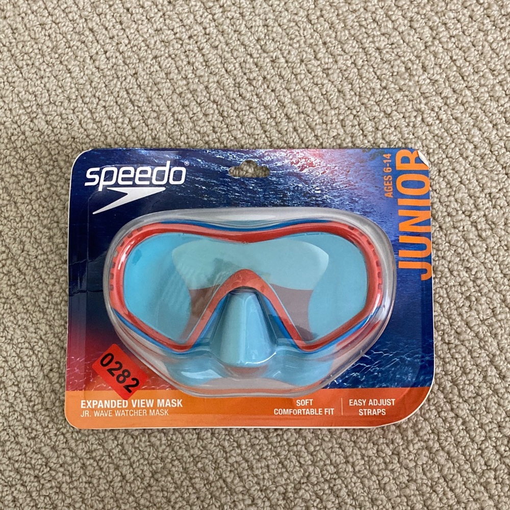 NEW Speedo Junior Goggles Expanded View Mask Ages 6-14 Swim Orange Large Window
